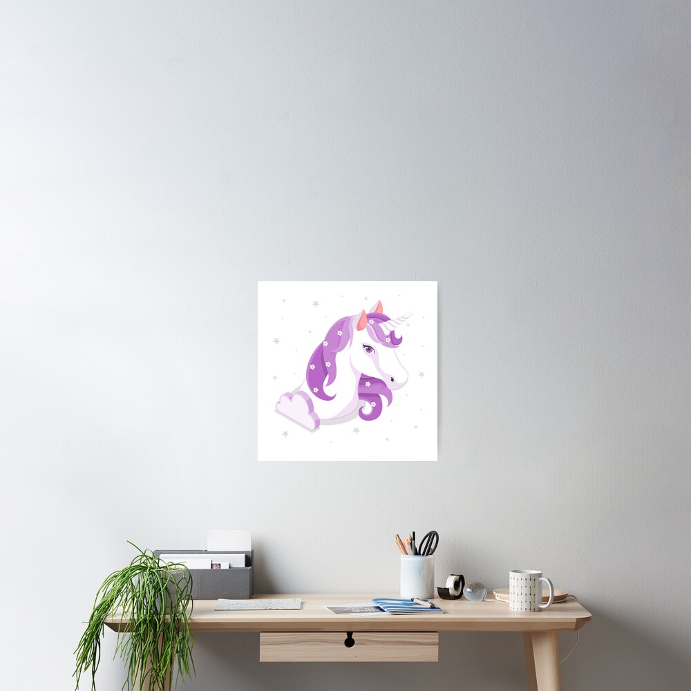 Unicorn and Stars Wall Art design by HackerLooks