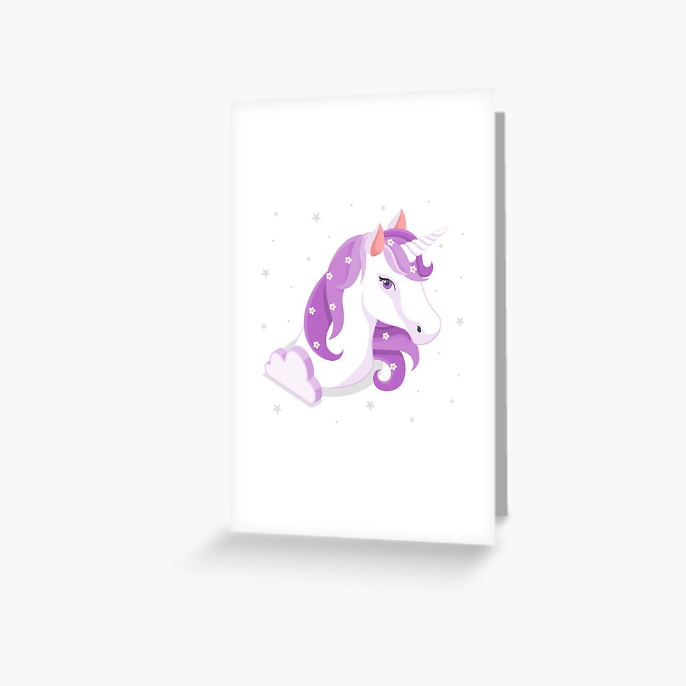 Unicorn and Stars Greeting Card - unicorn fantasy design by HackerLooks