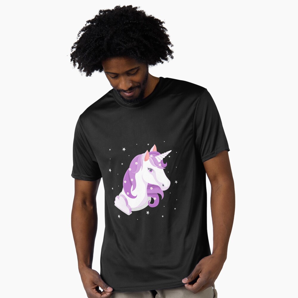 Unicorn and Stars Active T-Shirt - unicorn fantasy design by HackerLooks