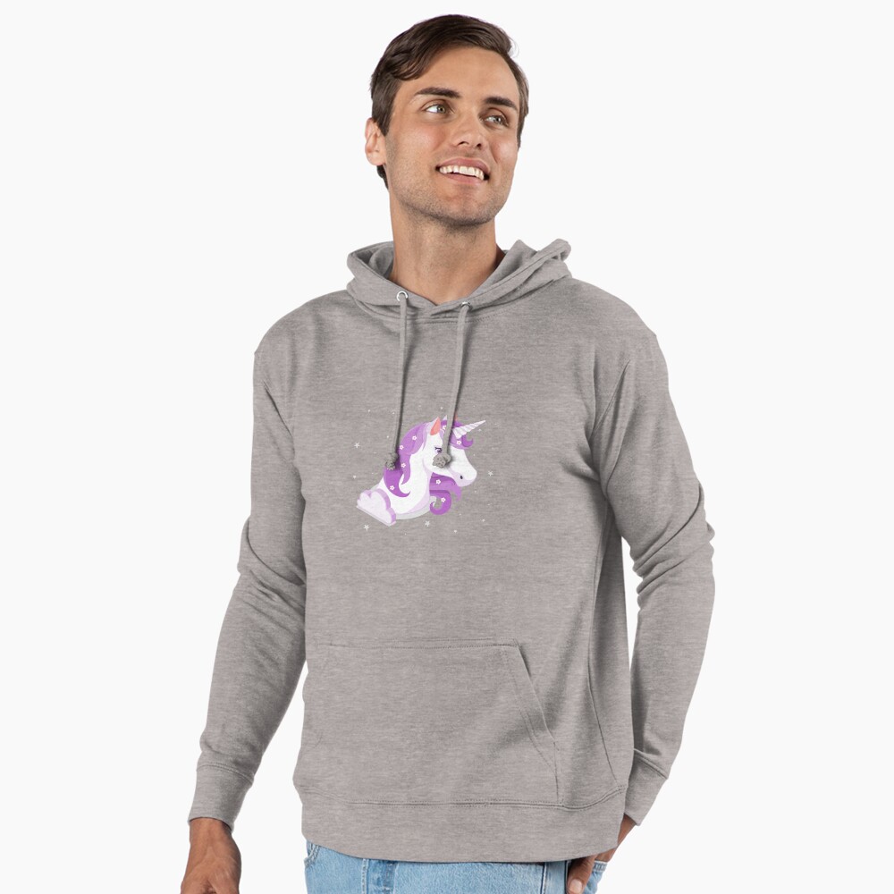 Unicorn and Stars Lightweight Hoodie - unicorn fantasy design by HackerLooks