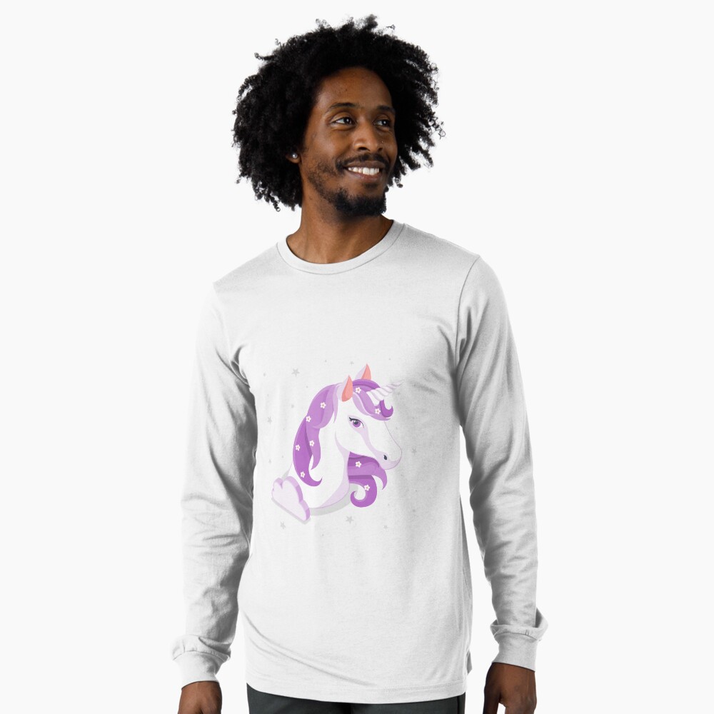 Unicorn and Stars Long Sleeve T-Shirt - unicorn fantasy design by HackerLooks
