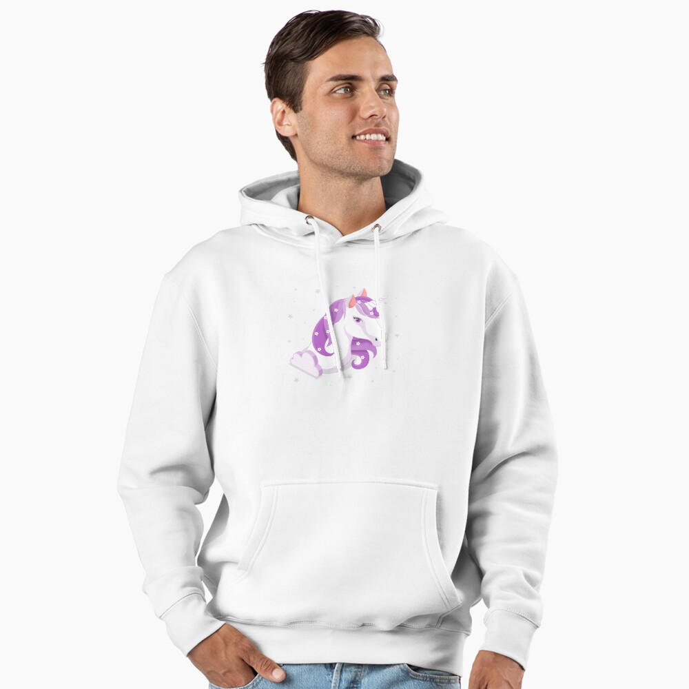 Unicorn and Stars Pullover Hoodie - unicorn fantasy design by HackerLooks