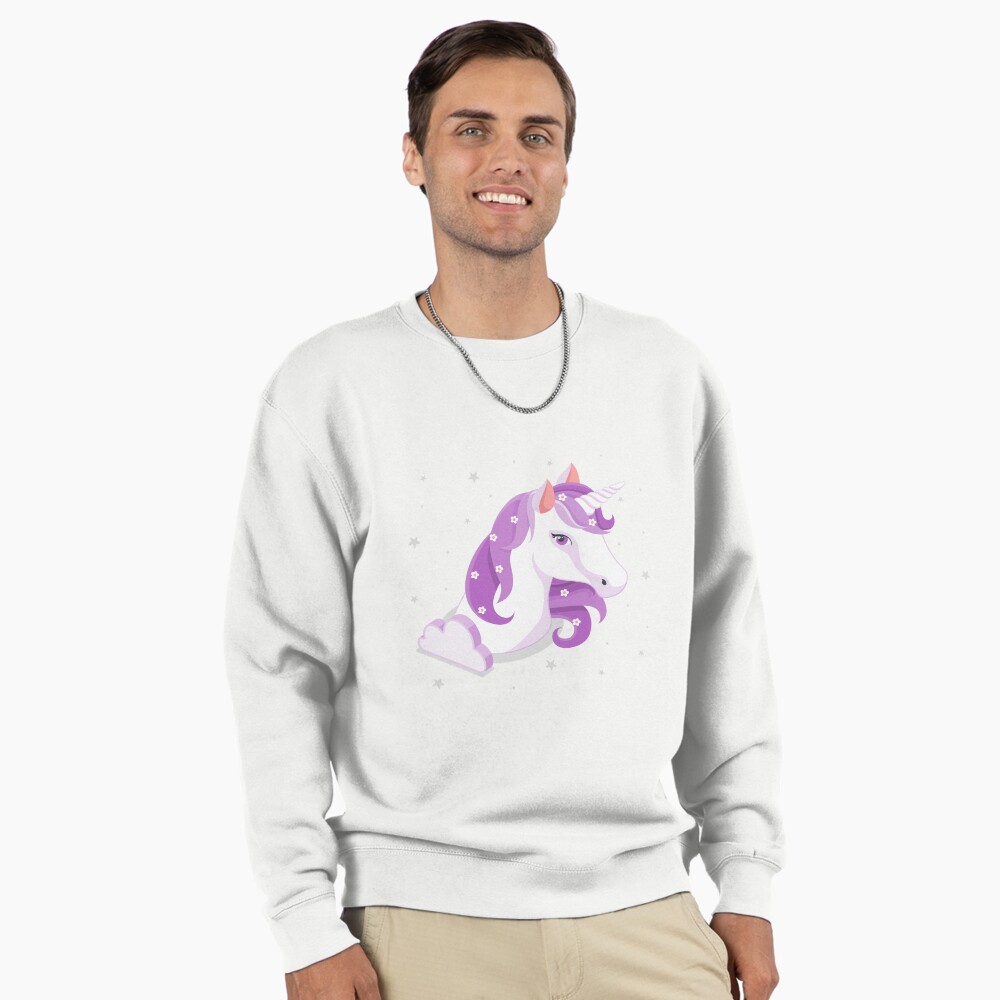 Unicorn and Stars Pullover Sweatshirt - unicorn fantasy design by HackerLooks