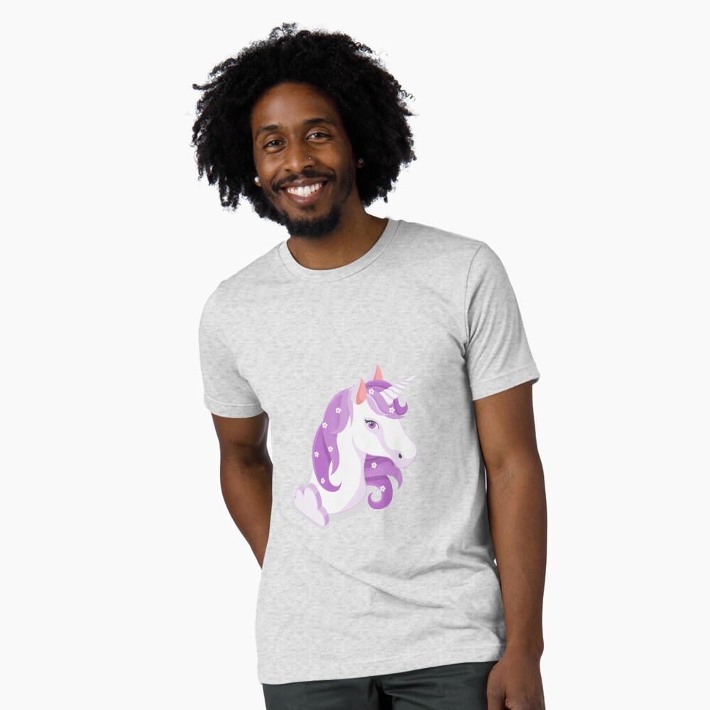 Unicorn and Stars Tri-blend T-Shirt - unicorn fantasy design by HackerLooks