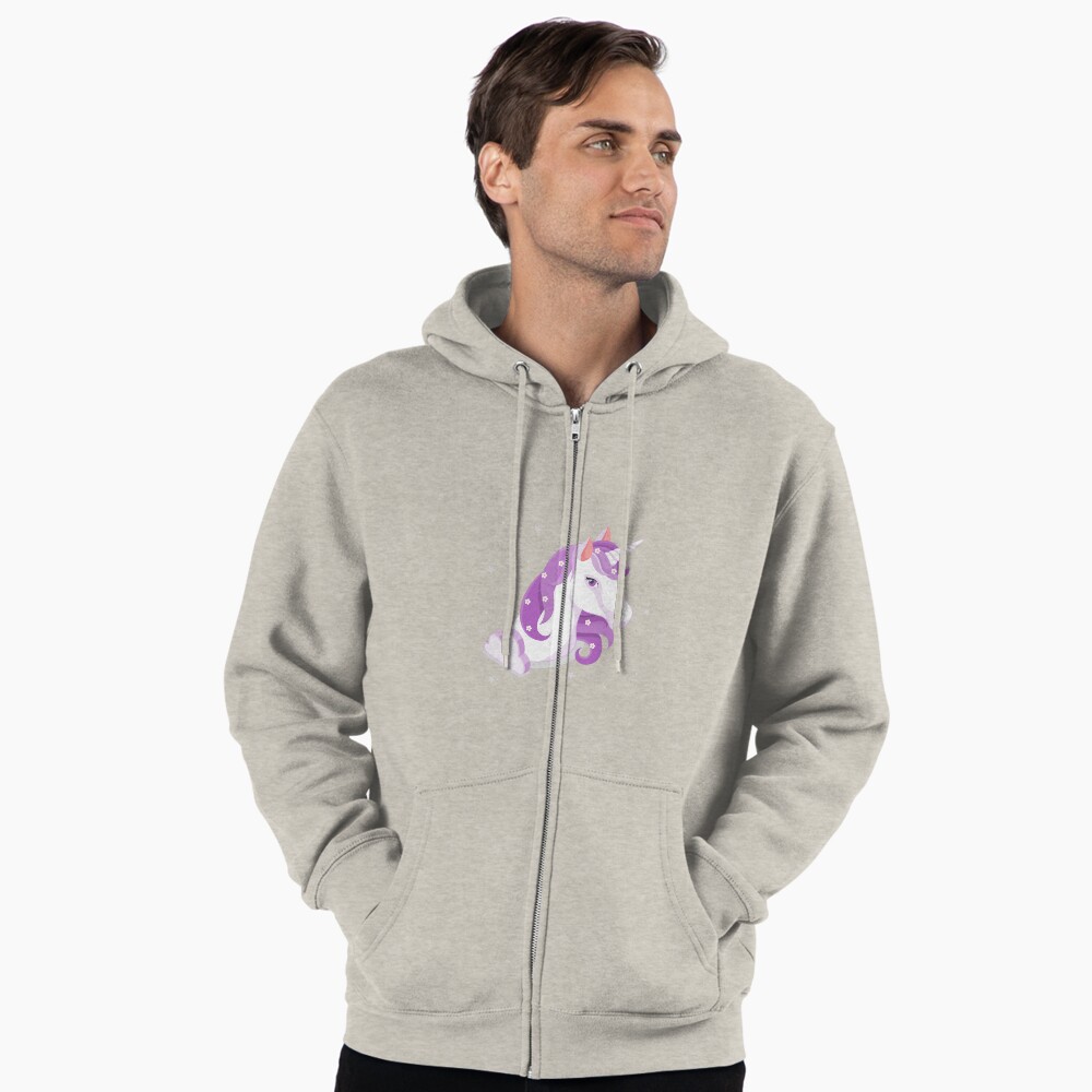 Unicorn and Stars Zipped Hoodie - unicorn fantasy design by HackerLooks