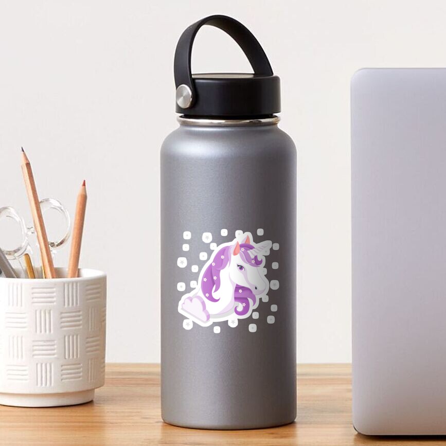 Unicorn and Stars Sticker - unicorn fantasy design by HackerLooks