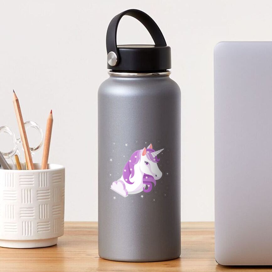 Unicorn and Stars Transparent Sticker - unicorn fantasy design by HackerLooks