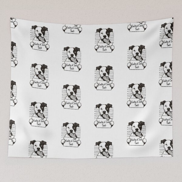 Item preview, Staffordshire Bull Terrier - guilty of sock theft designed and sold by digital.stickerperso.com.