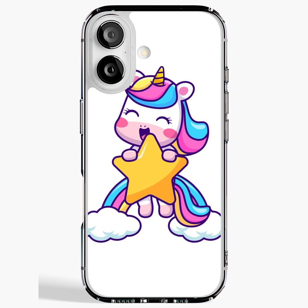 Unicorn Holding a Star iPhone Soft Case - unicorn fantasy design by HackerLooks