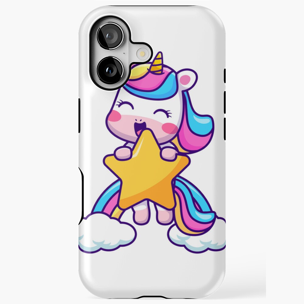 Unicorn Holding a Star iPhone Tough Case - unicorn fantasy design by HackerLooks