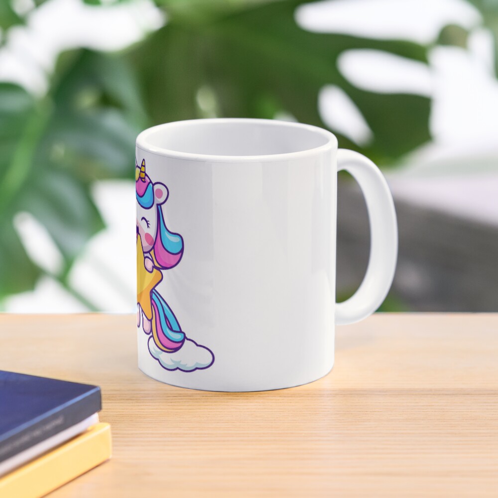 Unicorn Holding a Star Classic Mug - unicorn fantasy design by HackerLooks