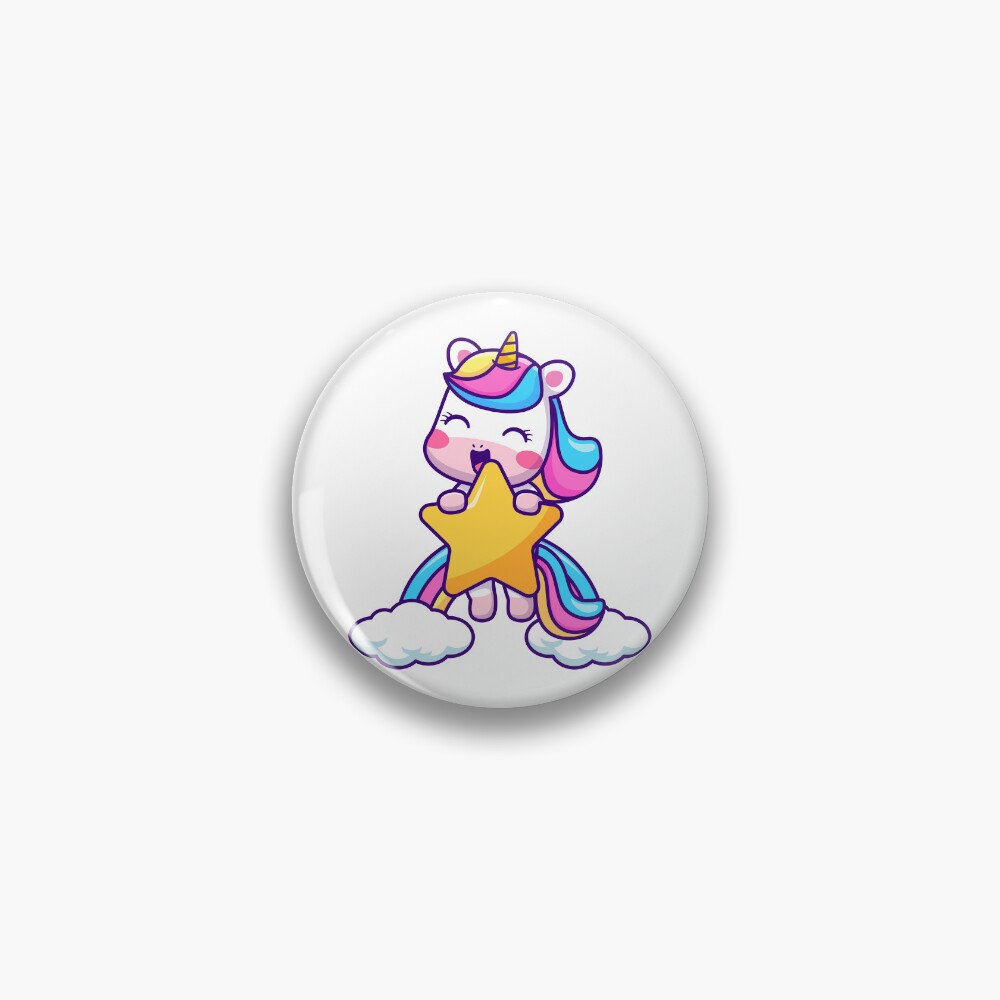 Unicorn Holding a Star Pin - unicorn fantasy design by HackerLooks