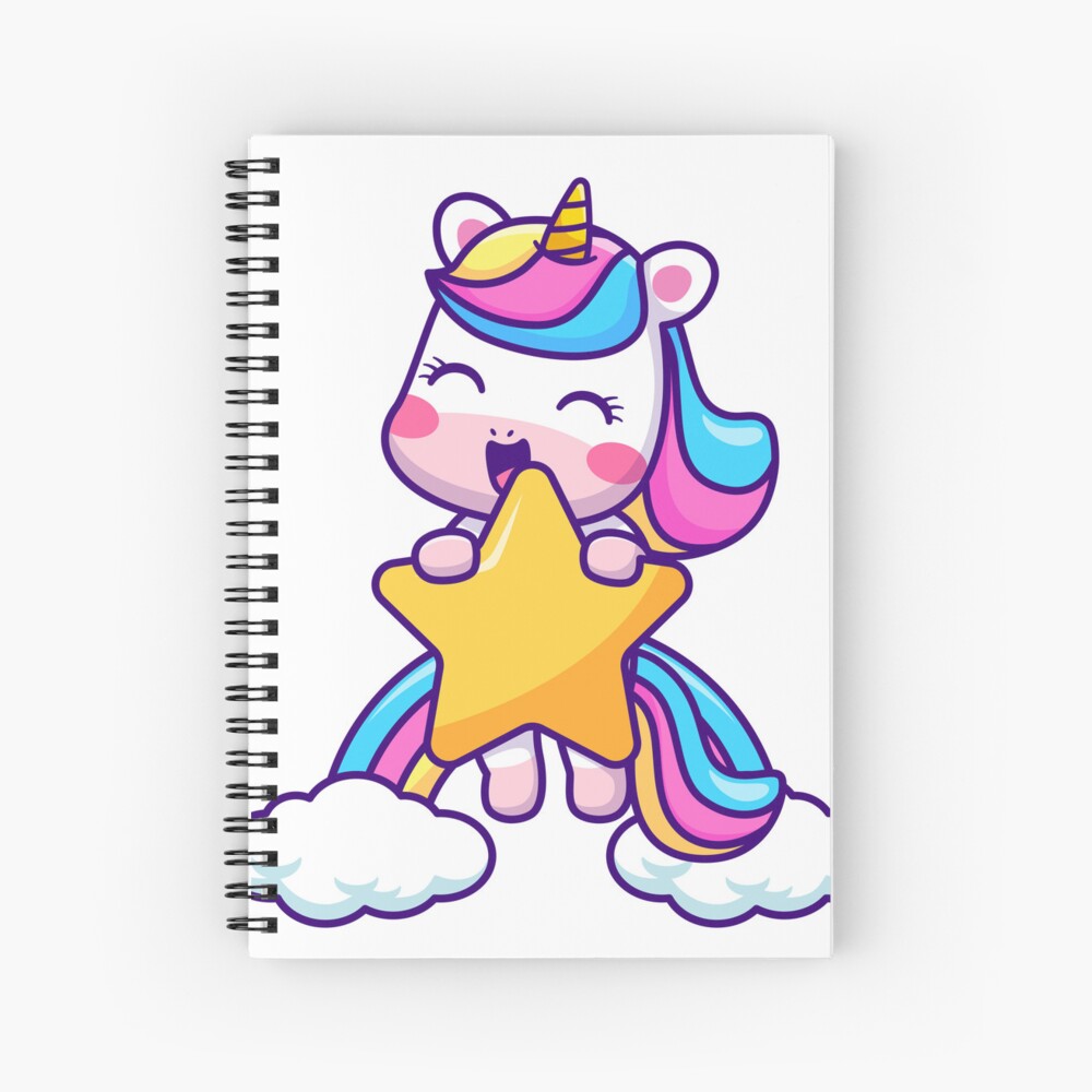 Unicorn Holding a Star Spiral Notebook - unicorn fantasy design by HackerLooks