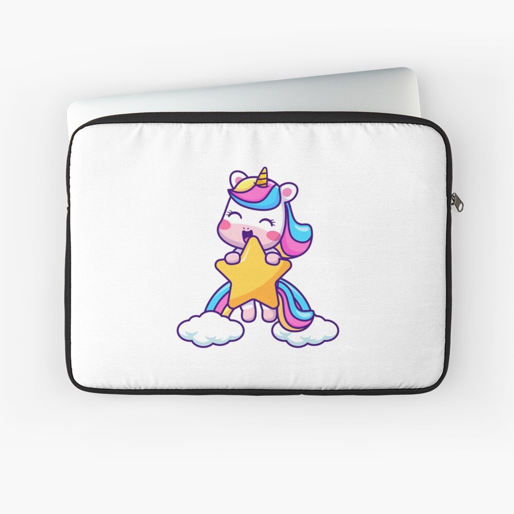 Unicorn Holding a Star Laptop Sleeve - unicorn fantasy design by HackerLooks