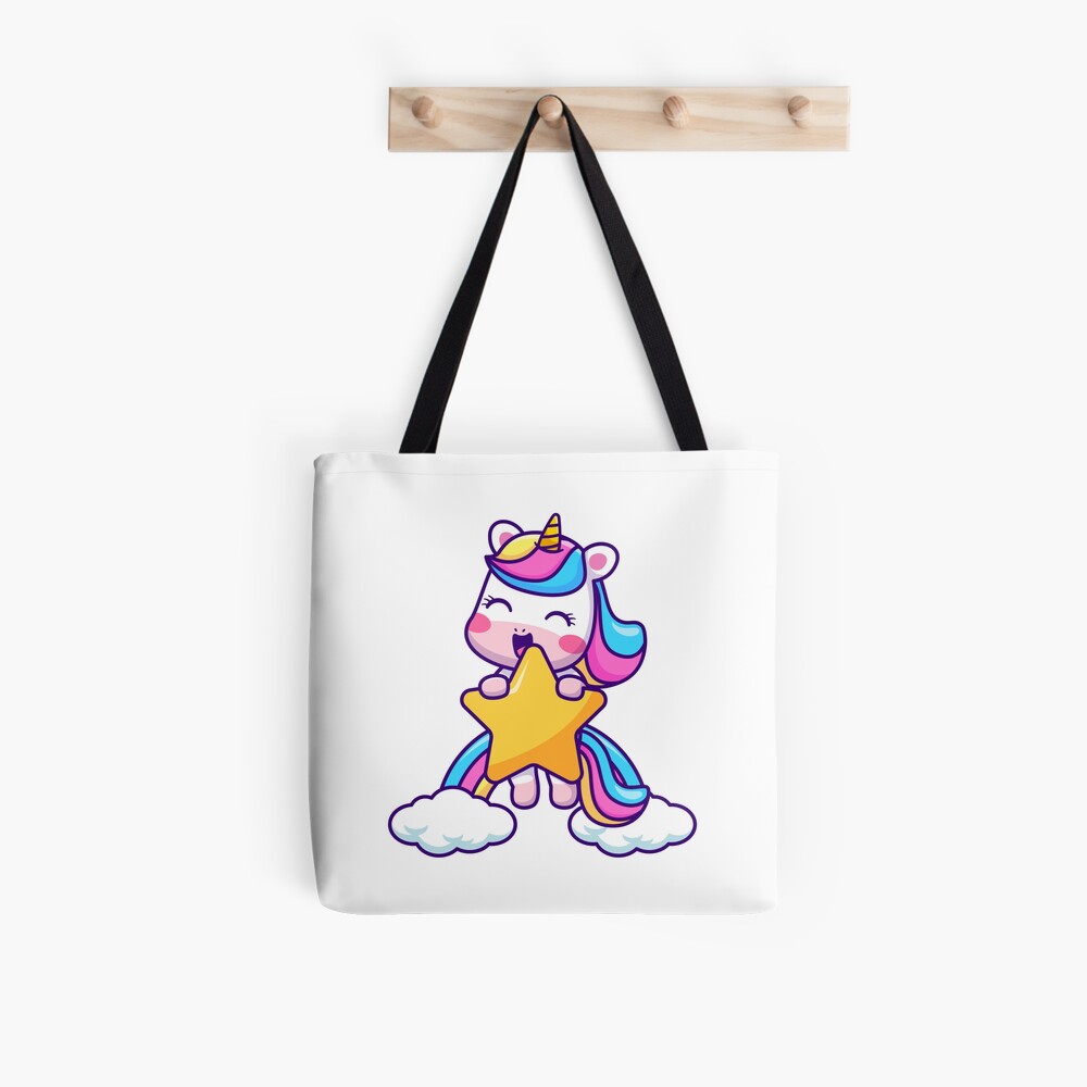Unicorn Holding a Star All Over Print Tote Bag - unicorn fantasy design by HackerLooks