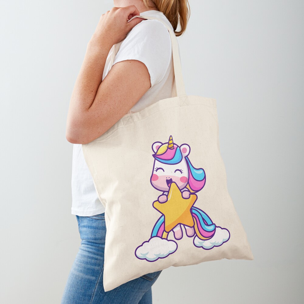 Unicorn Holding a Star Bags design by HackerLooks