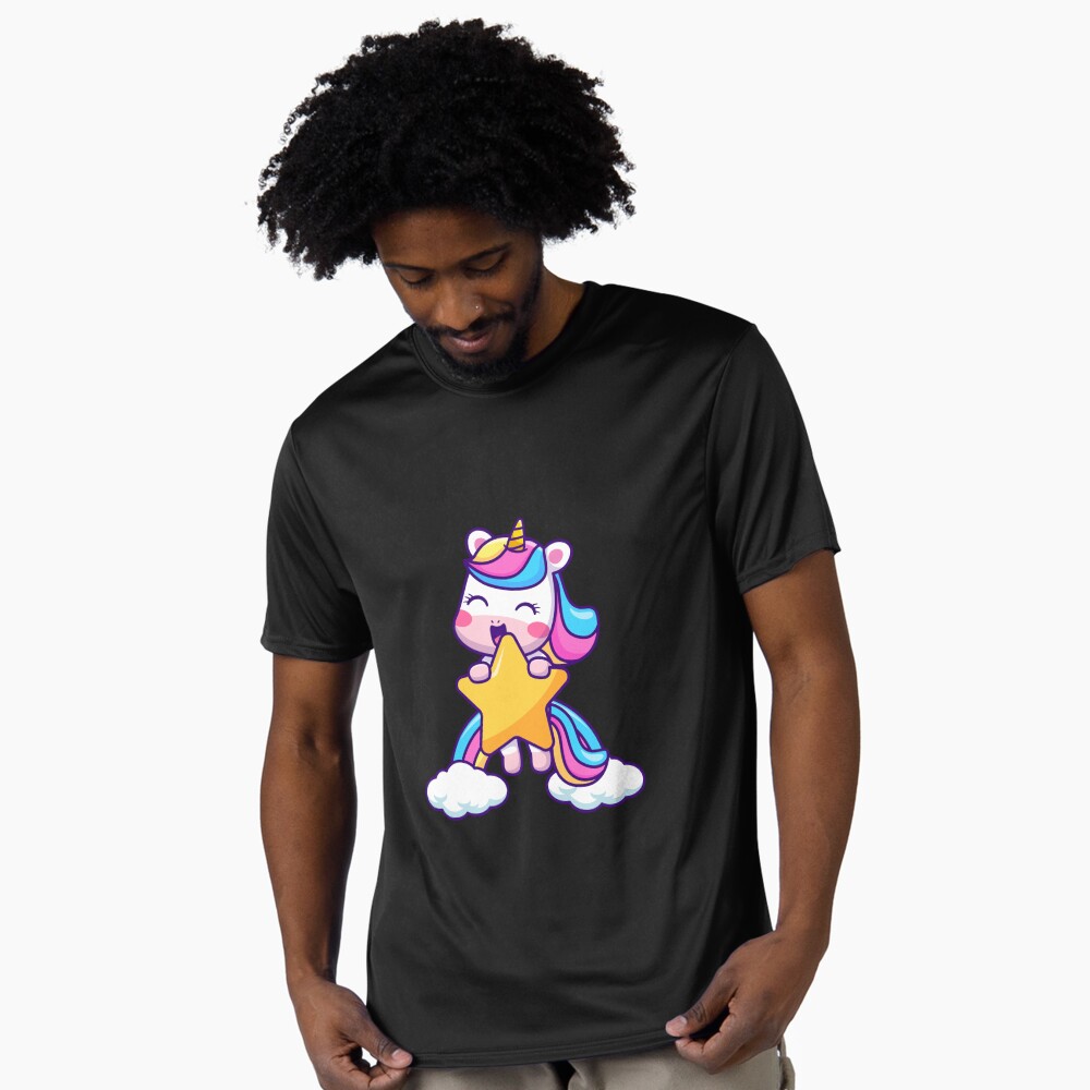 Unicorn Holding a Star Active T-Shirt - unicorn fantasy design by HackerLooks