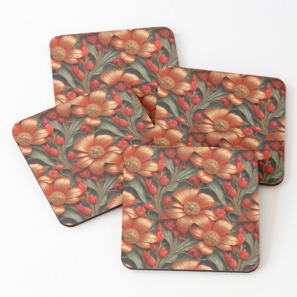 Item preview, red flowers - 3D relief pattern #26 designed and sold by GoldenEraArt.