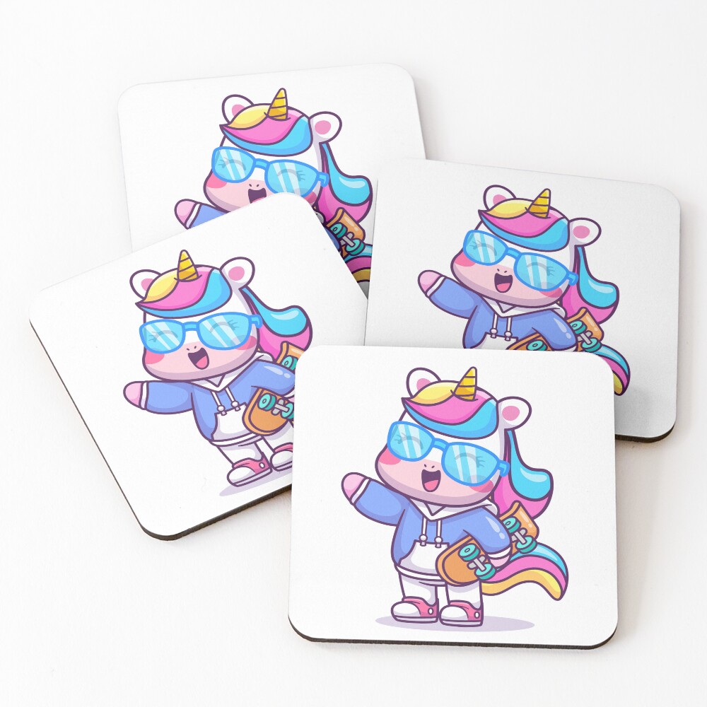 Cool Unicorn Coasters (Set of 4) - unicorn fantasy design by HackerLooks