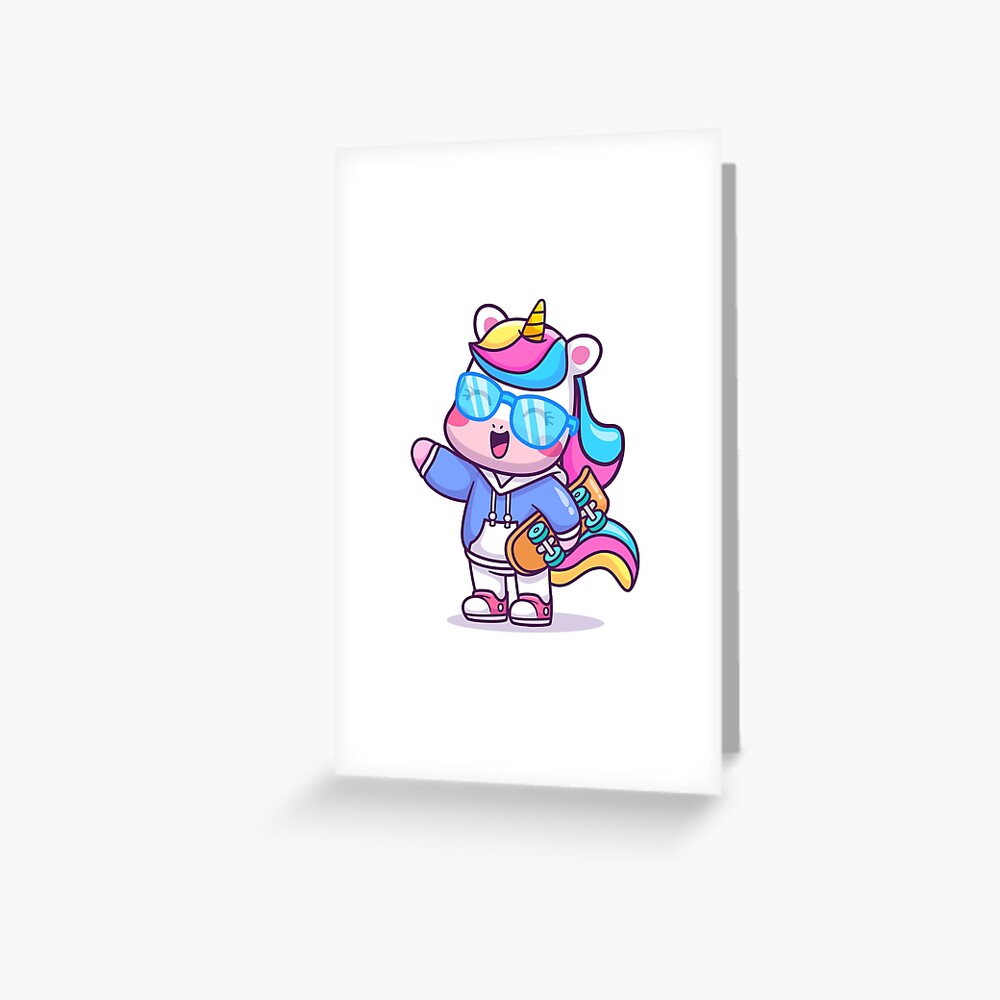 Cool Unicorn Greeting Card - unicorn fantasy design by HackerLooks