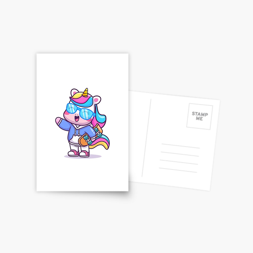 Cool Unicorn Postcard - unicorn fantasy design by HackerLooks