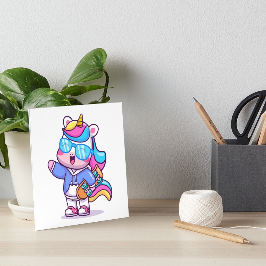 Cool Unicorn Art Board Print - unicorn fantasy design by HackerLooks