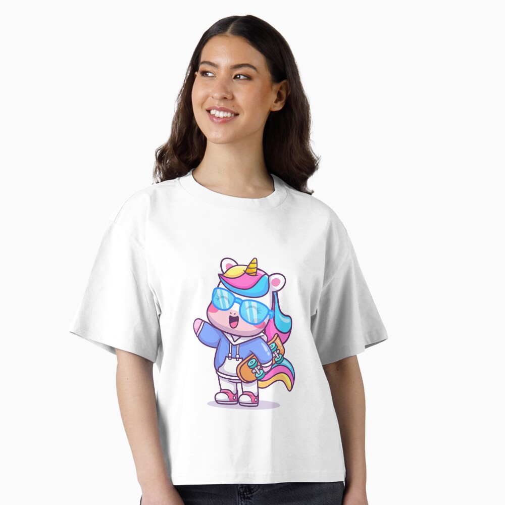 Cool Unicorn Boxy T-Shirt - unicorn fantasy design by HackerLooks