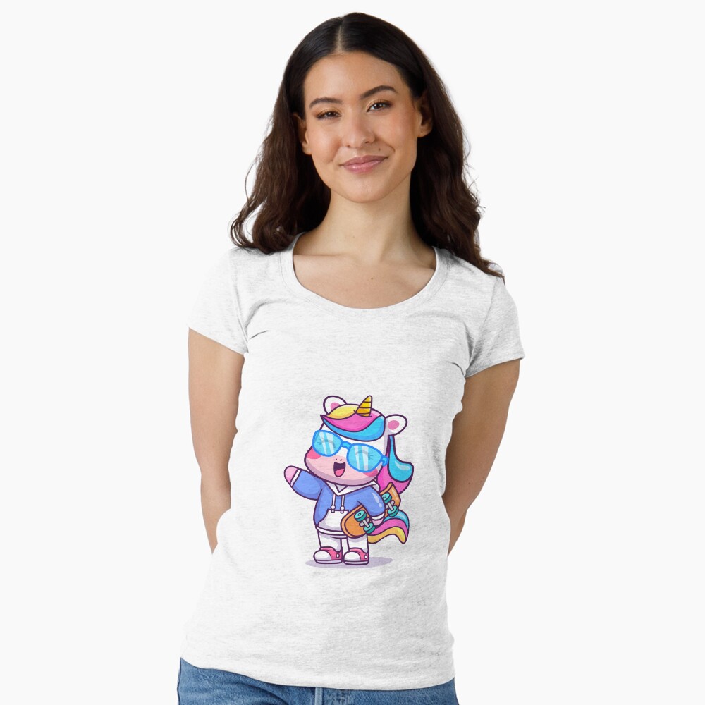 Cool Unicorn Fitted Scoop T-Shirt - unicorn fantasy design by HackerLooks