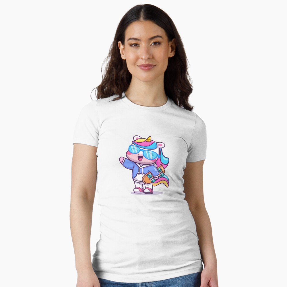 Cool Unicorn Fitted T-Shirt - unicorn fantasy design by HackerLooks