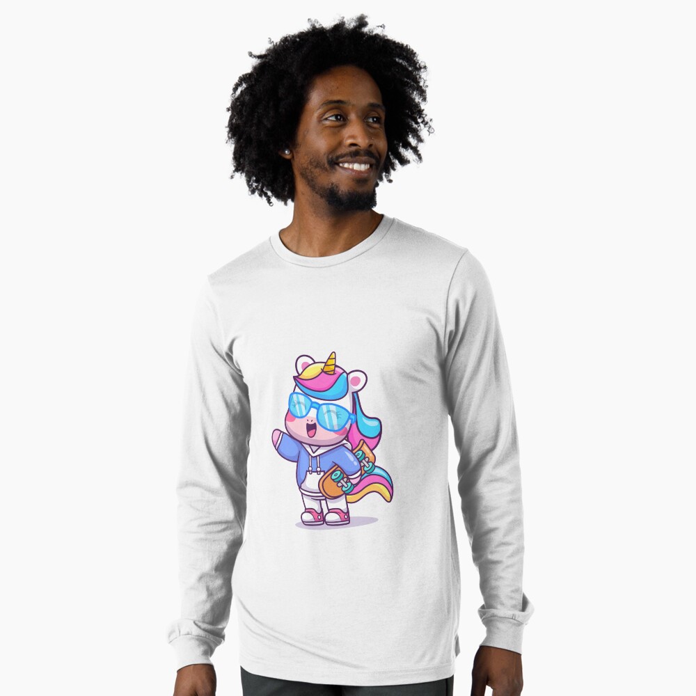 Cool Unicorn Long Sleeve T-Shirt - unicorn fantasy design by HackerLooks