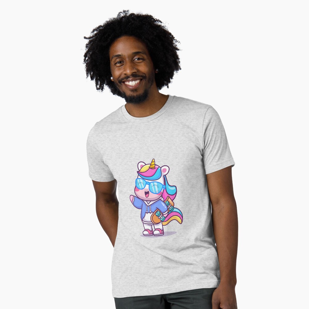 Cool Unicorn Tri-blend T-Shirt - unicorn fantasy design by HackerLooks