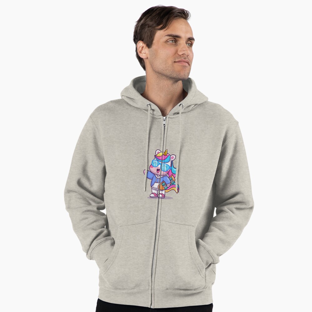 Cool Unicorn Zipped Hoodie - unicorn fantasy design by HackerLooks