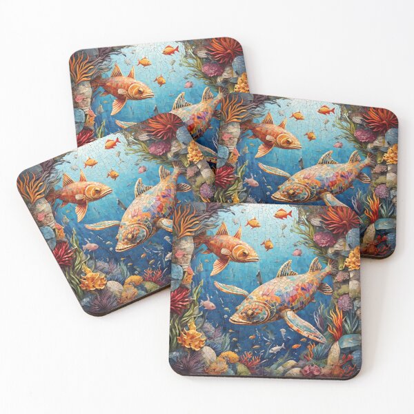 Item preview, Colorful fish mosaic tile style designed and sold by MindBlazeArt.
