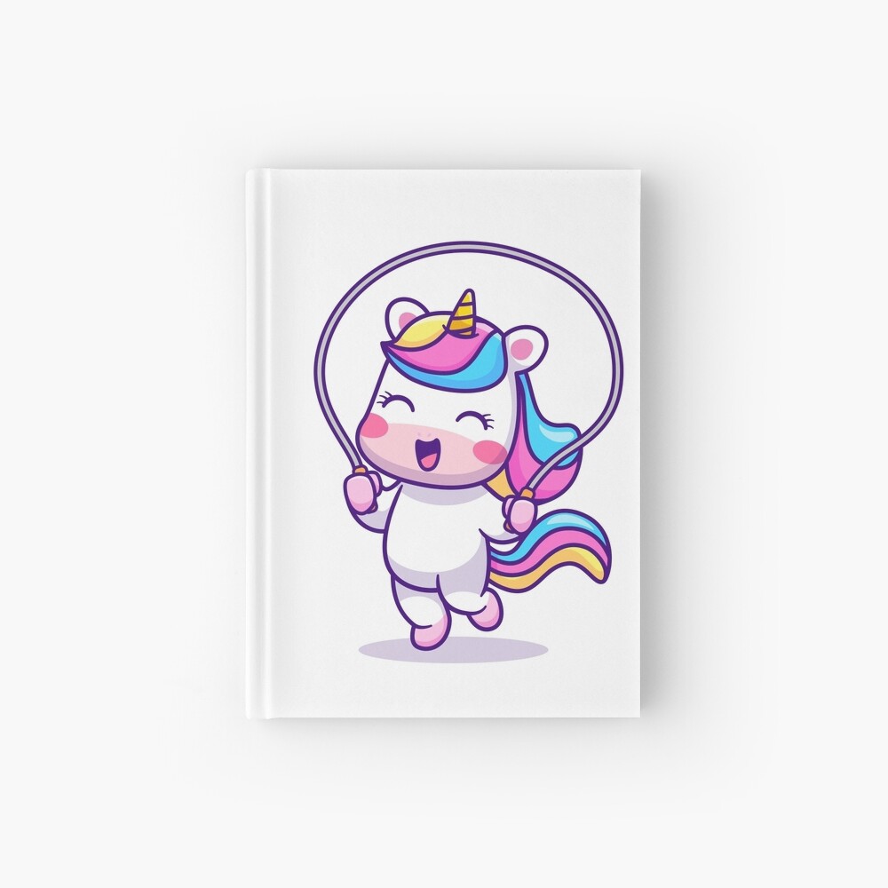 Unicorn Having Fun Hardcover Journal - unicorn fantasy design by HackerLooks