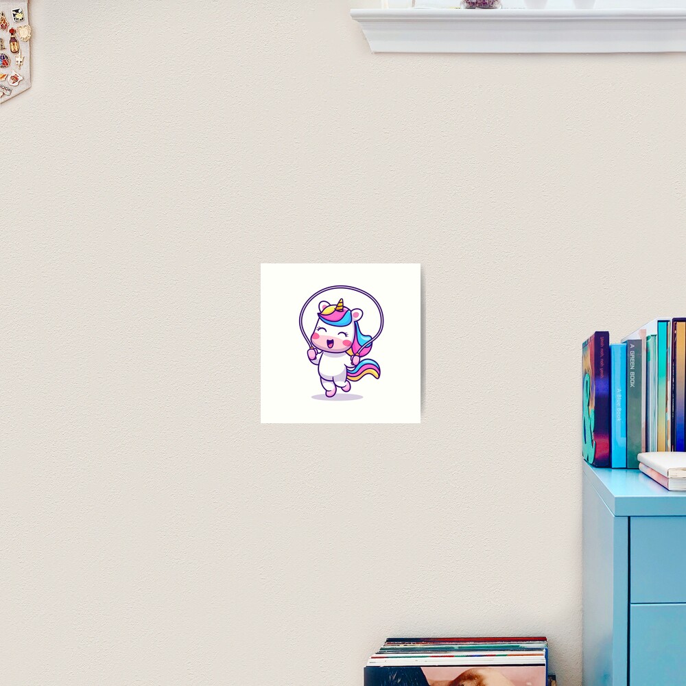 Unicorn Having Fun Art Print - unicorn fantasy design by HackerLooks