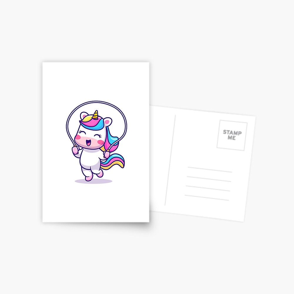 Unicorn Having Fun Postcard - unicorn fantasy design by HackerLooks