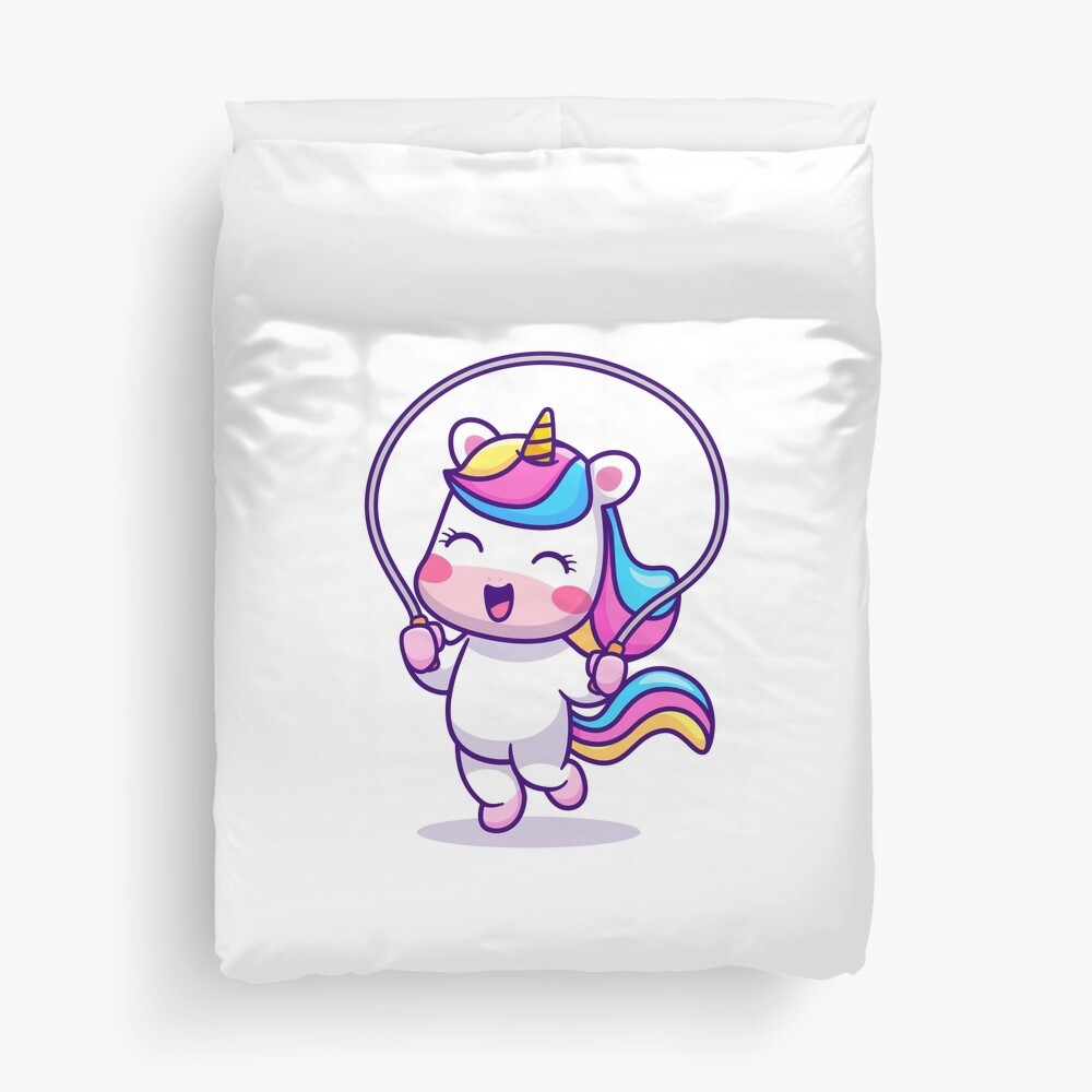 Unicorn Having Fun Duvet Cover - unicorn fantasy design by HackerLooks