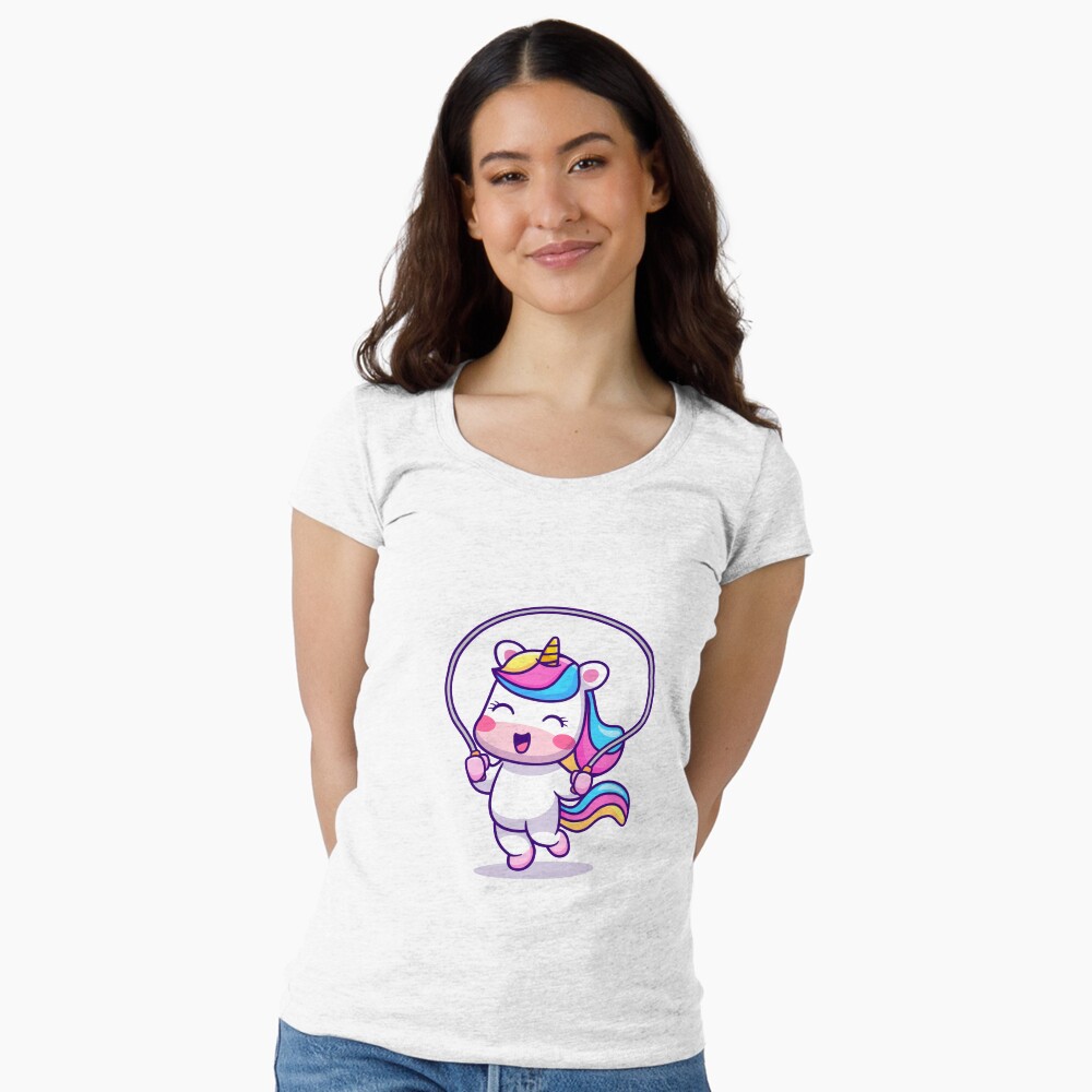 Unicorn Having Fun Fitted Scoop T-Shirt - unicorn fantasy design by HackerLooks