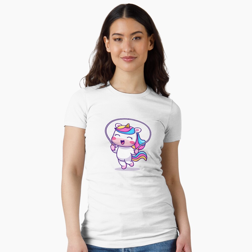 Unicorn Having Fun Fitted T-Shirt - unicorn fantasy design by HackerLooks