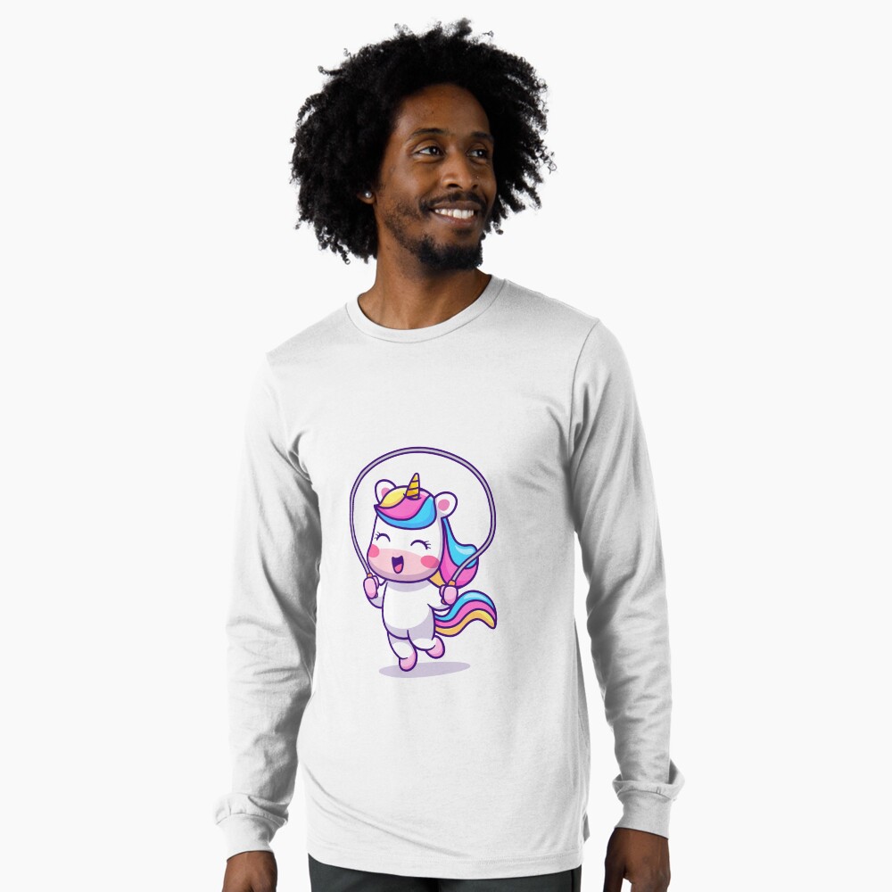 Unicorn Having Fun Long Sleeve T-Shirt - unicorn fantasy design by HackerLooks