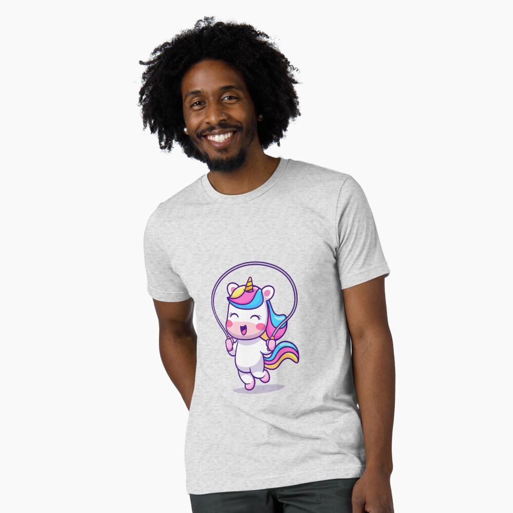 Unicorn Having Fun Tri-blend T-Shirt - unicorn fantasy design by HackerLooks