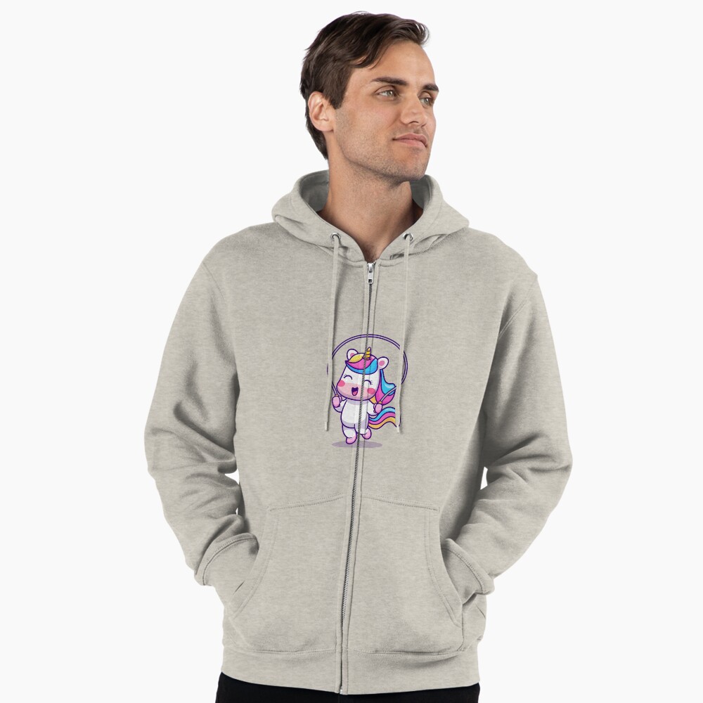 Unicorn Having Fun Zipped Hoodie - unicorn fantasy design by HackerLooks
