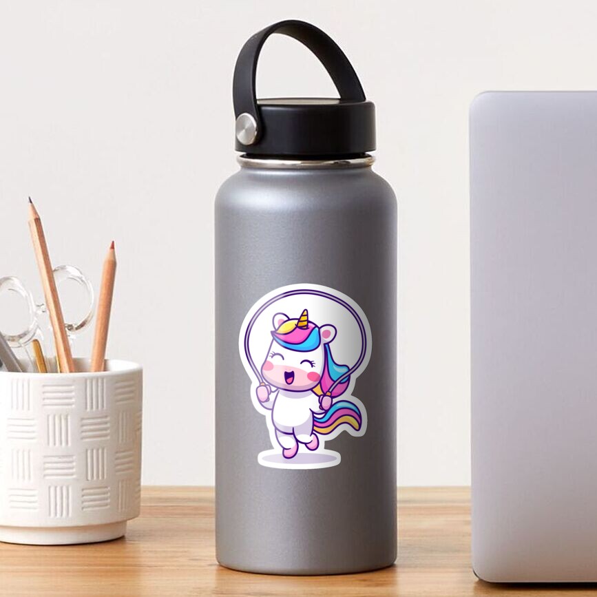 Unicorn Having Fun Glossy Sticker - unicorn fantasy design by HackerLooks