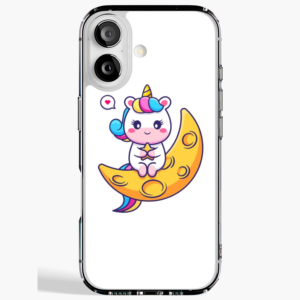 Chillin' on the Crescent Moon iPhone Soft Case - unicorn fantasy design by HackerLooks