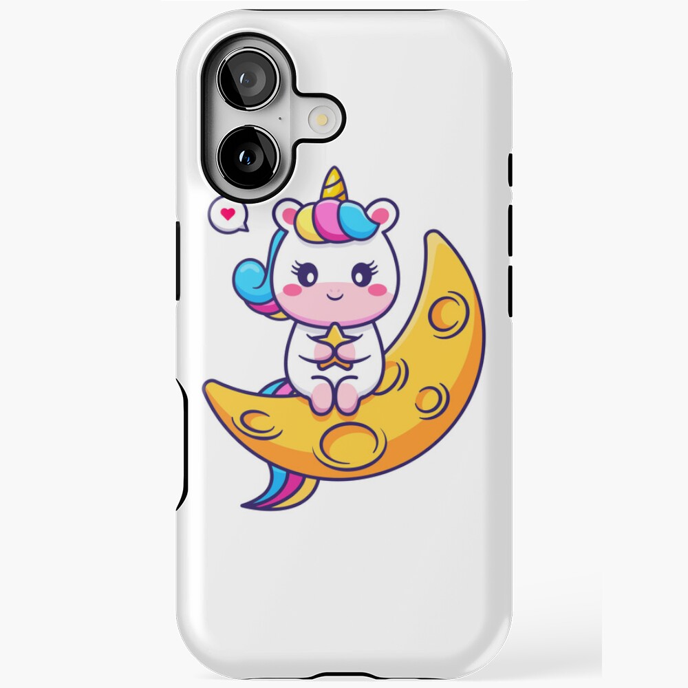 Chillin' on the Crescent Moon iPhone Magsafe Tough Case - unicorn fantasy design by HackerLooks