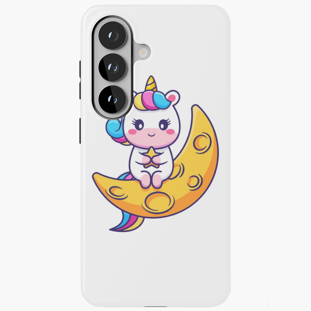Chillin' on the Crescent Moon Samsung Galaxy Tough Case - unicorn fantasy design by HackerLooks