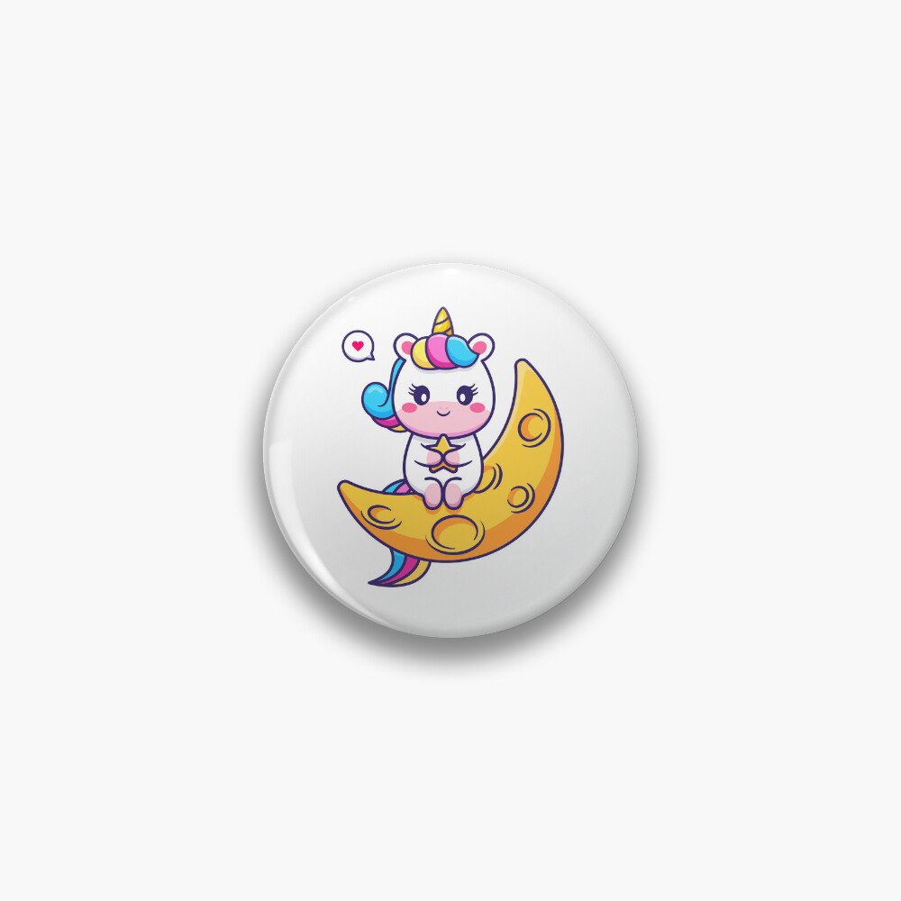 Chillin' on the Crescent Moon Pin - unicorn fantasy design by HackerLooks
