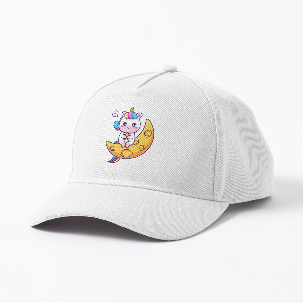 Chillin' on the Crescent Moon Baseball Cap - unicorn fantasy design by HackerLooks