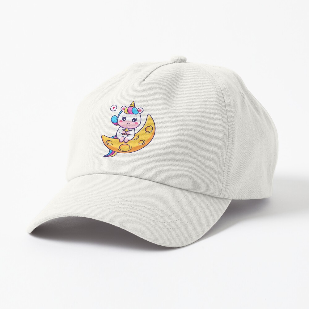 Chillin' on the Crescent Moon Dad Hat - unicorn fantasy design by HackerLooks
