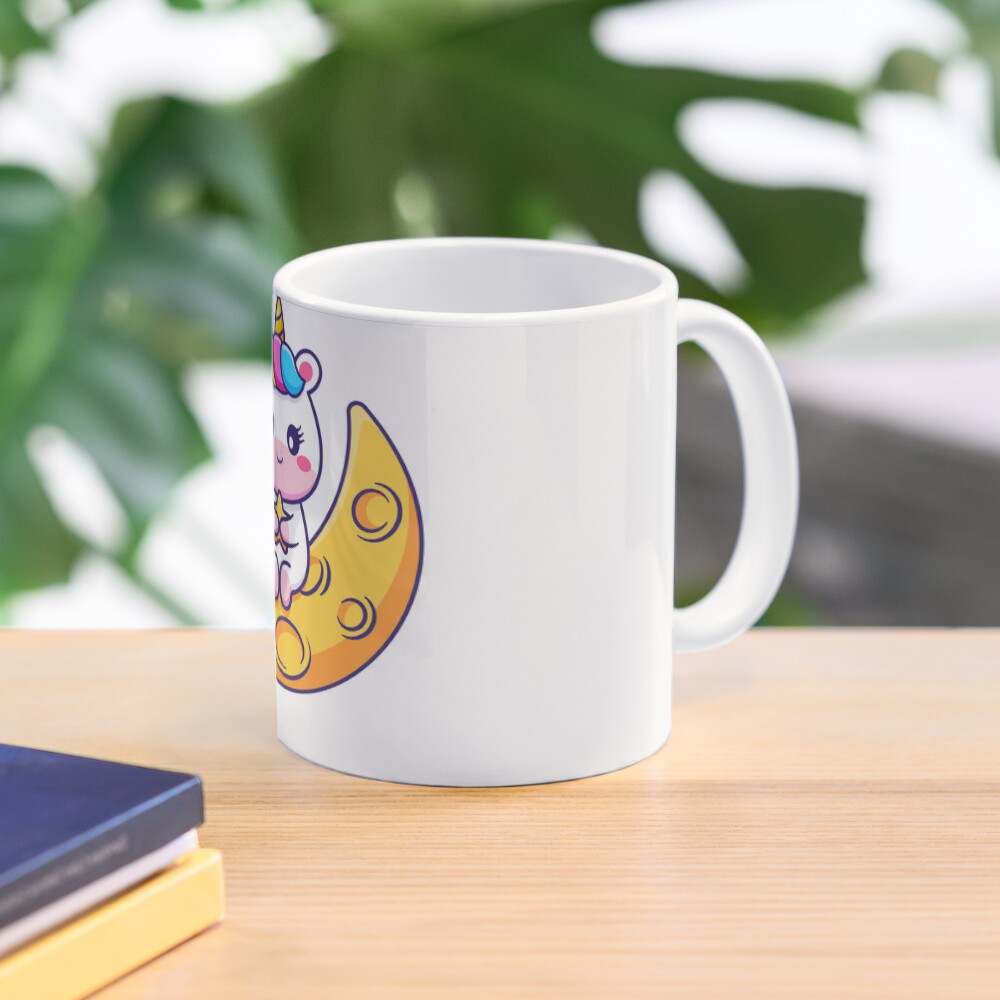 Chillin' on the Crescent Moon Classic Mug - unicorn fantasy design by HackerLooks